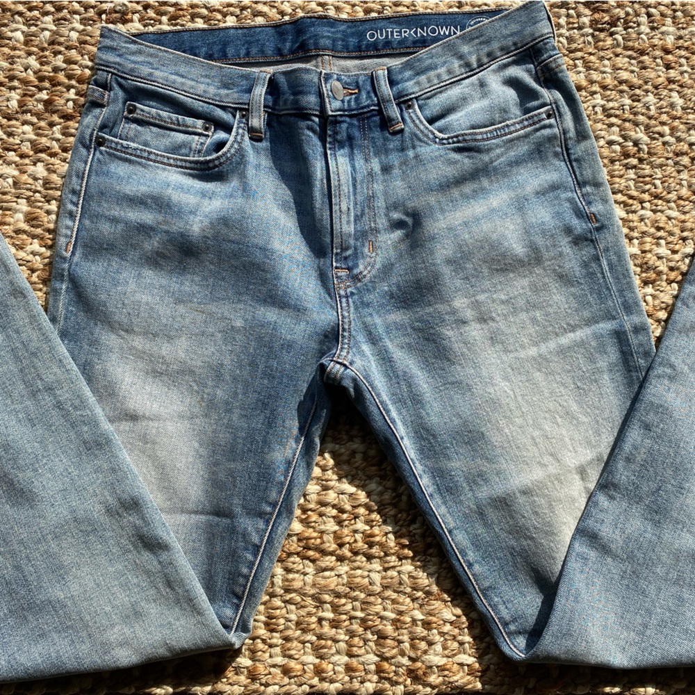 Outerknown Light Wash Slim Straight Jeans - Faded Blue